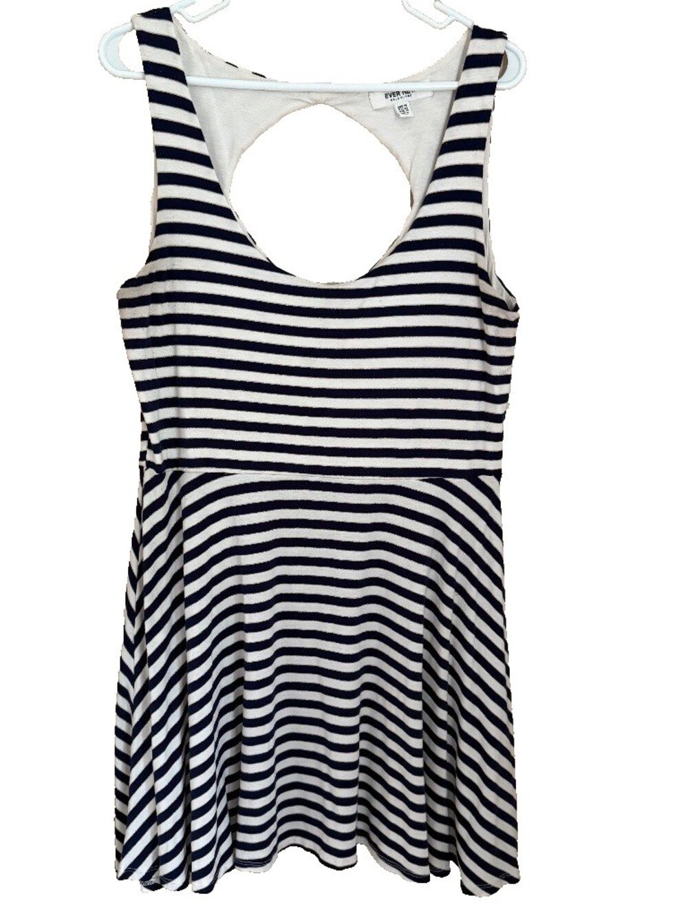 Ever New Melbourne Striped Fit Flare Racerback Dress 12 Navy White Coastal Beach